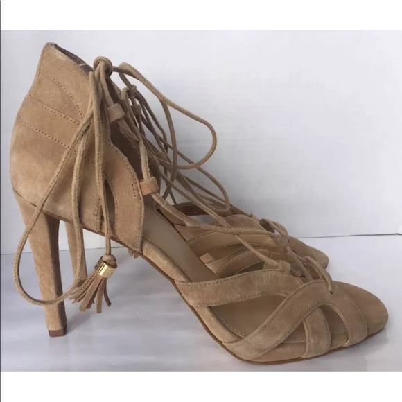 New MK Michael Kors Leather Suede Pumps Gladiator Lace Brown Women Shoes 10 - Picture 5 of 12